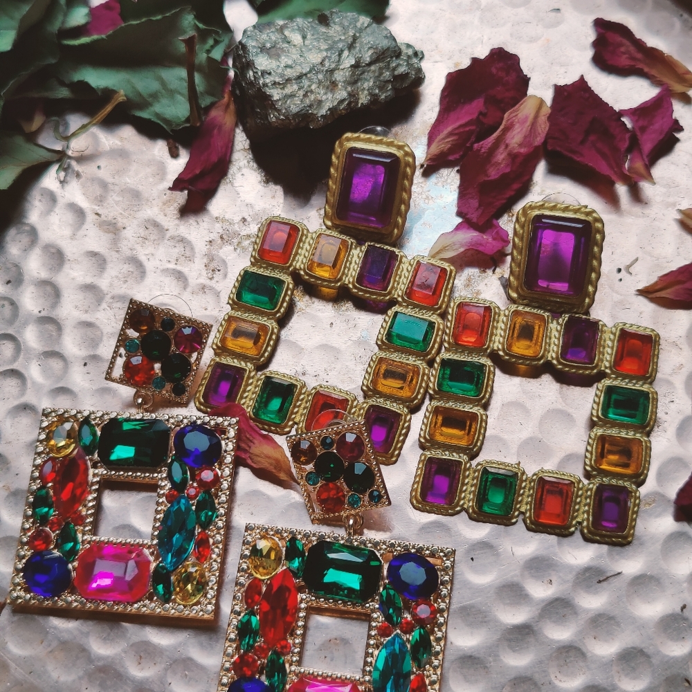 Colorful Rhinestone earrings - Picture 4 of 4